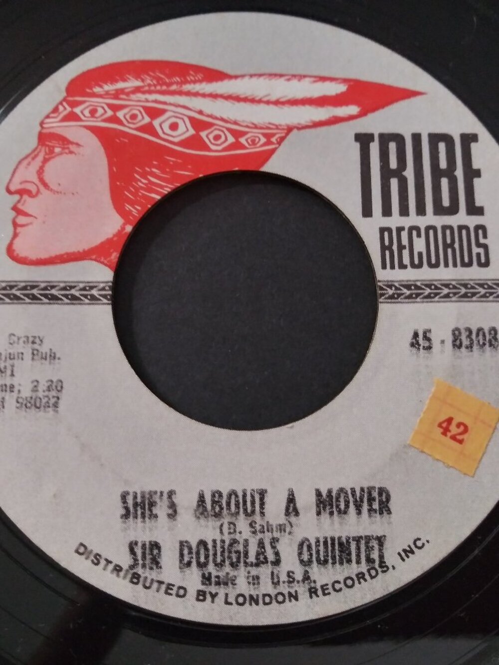 Sir Douglas Quintet – She's About A Mover VG++ Original 45RPM Tribe Record 1965